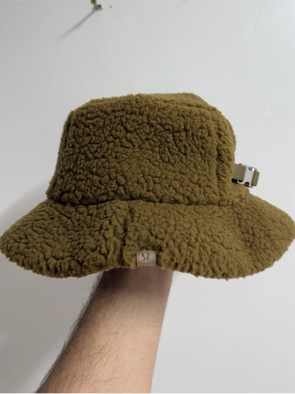 Lululemon Unisex Olive Green Sherpa Bucket Hat with Buckle